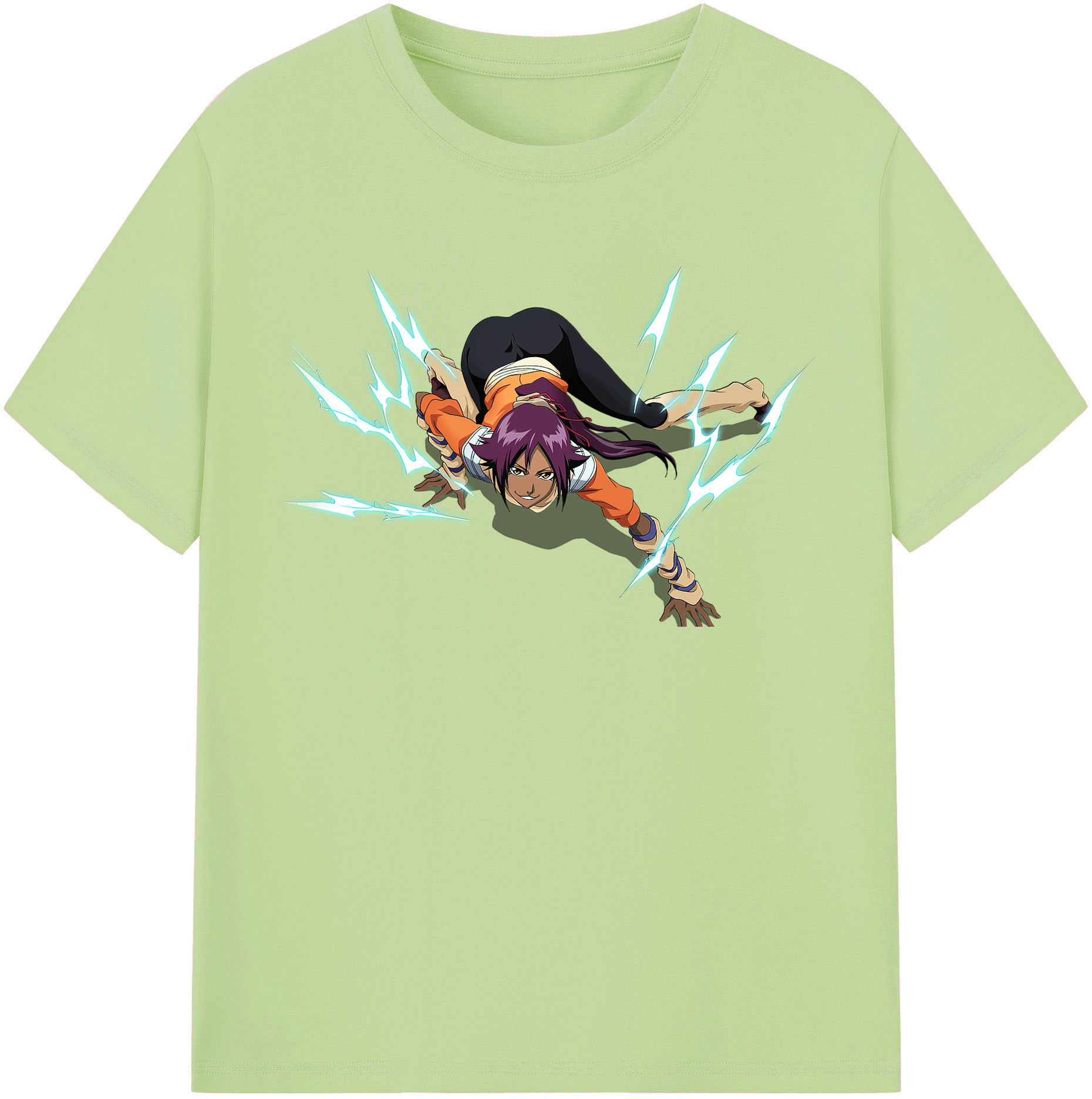 （画像用） ブリーチ 四楓院 夜一（しほういん よるいち） BLEACH Shihouin Yoruichi 綿100％半袖Tシャツ（フロントプリント）